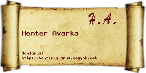 Henter Avarka névjegykártya